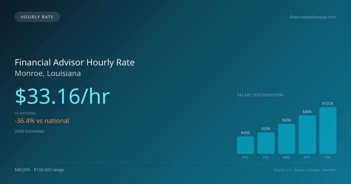 Financial Advisor Hourly Rate in Monroe, LA — 2026 est., based on 2025 BLS