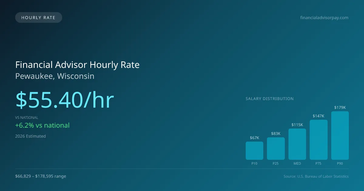 Financial Advisor Hourly Rate in Pewaukee, WI — 2026 est., based on 2025 BLS